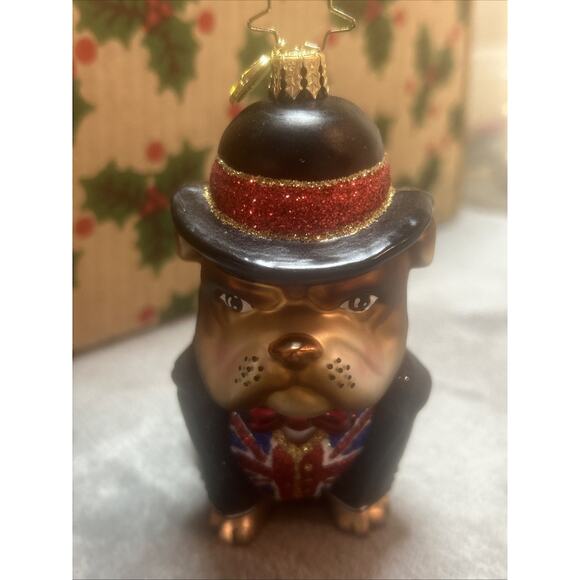 Christopher Radko Ornament Winston The English Bulldog Retired - Picture 1 of 5